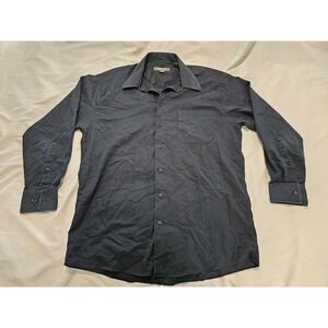 Kenneth Cole Reaction Dress Shirt Mens Size 16.5 Black Pocket Collar Button Down